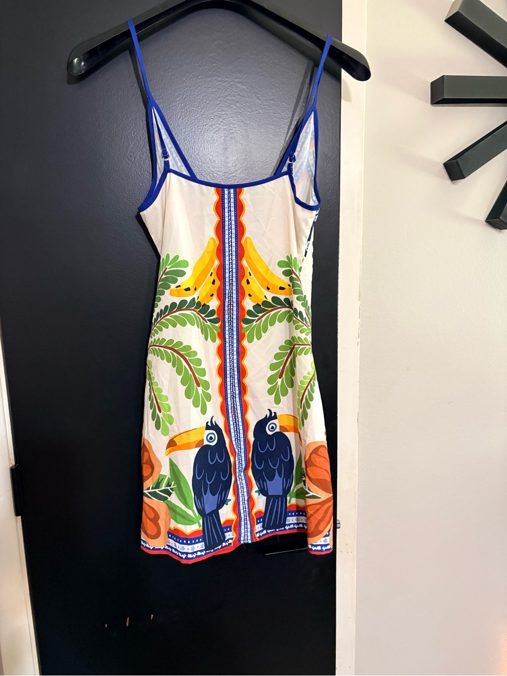 SHEIN Blue-Trim Tropical Toucan Wrap Mini Dress - Picture 2 of 9